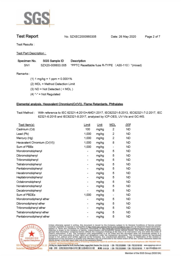 插件保险丝SGS报告2
