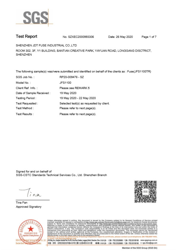 方形保险丝SGS报告1